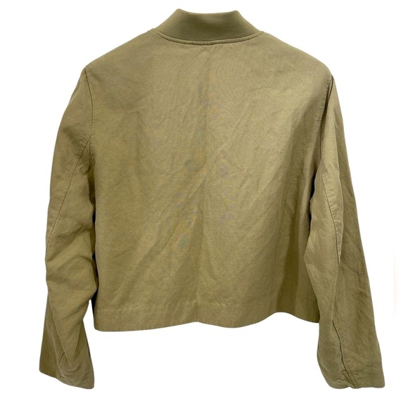 H&M Linen Blend Boxy Fit Snap Front Bomber Jacket in Beige - Small - Picture 2 of 10
